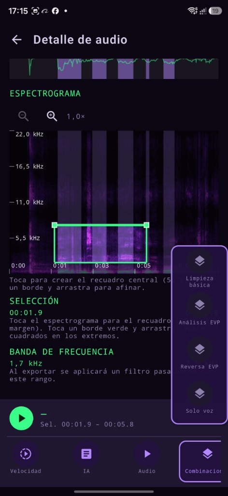 Combinaciones de análisis EVP
