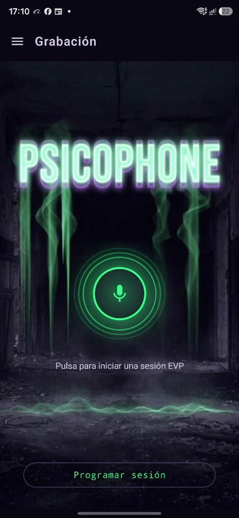 PsicoPhone — pantalla de grabación, tema Cyberpunk