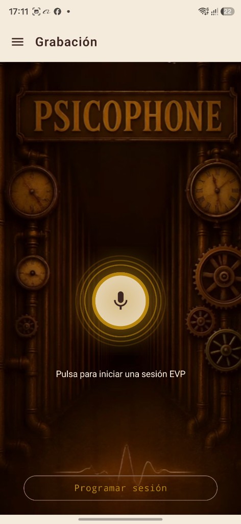 PsicoPhone — pantalla de grabación, tema Steampunk