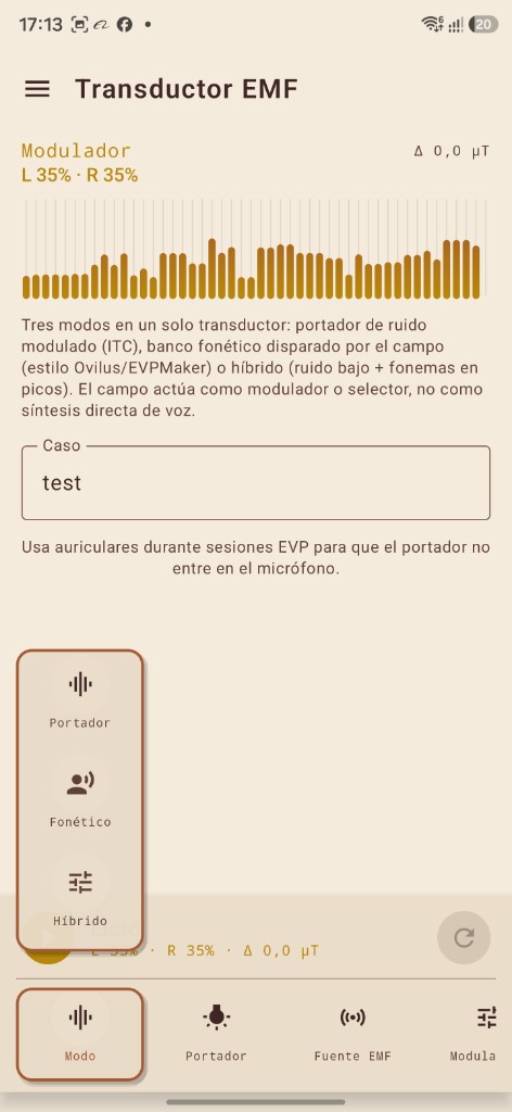 Transductor EMF modos